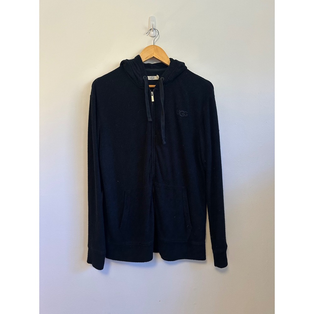 UGG Black Knit Full Zip Hoodie Sweatshirt | Size Medium